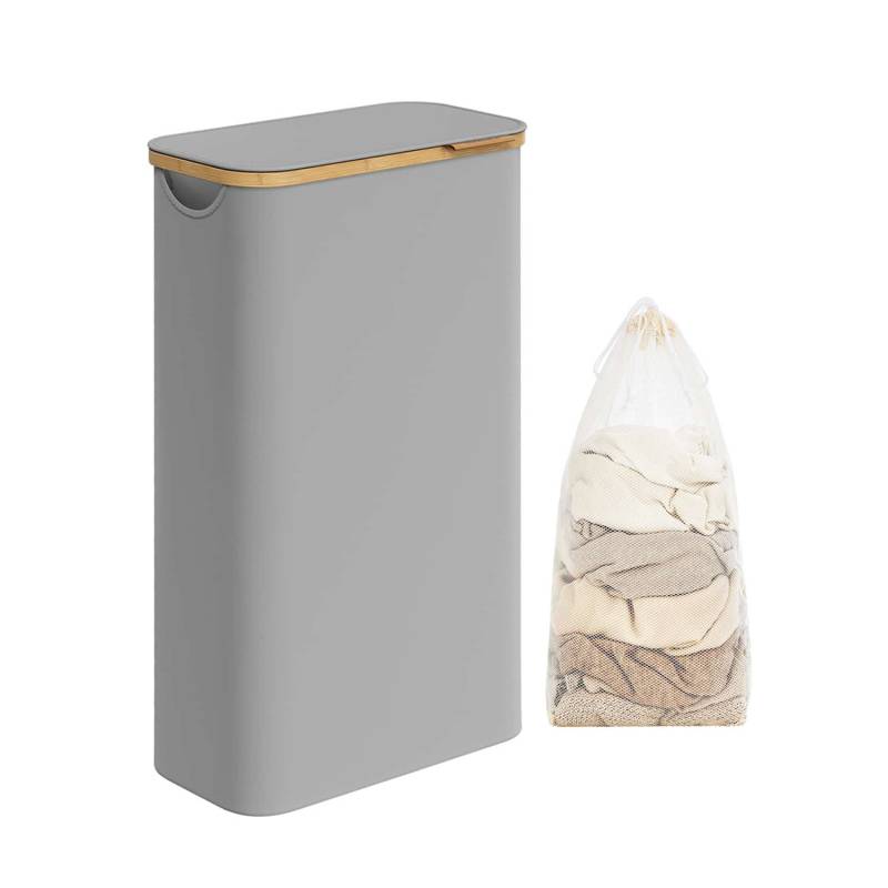 Wäschekorb 60 Liter mit Deckel grau von SONGMICS