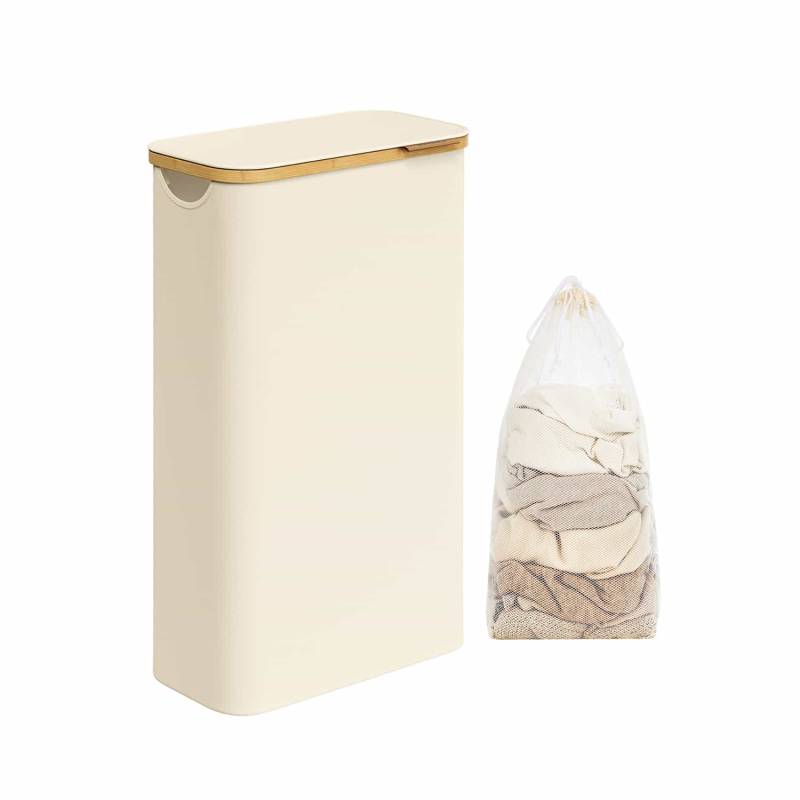 Wäschekorb 60 Liter mit Deckel weiß von SONGMICS
