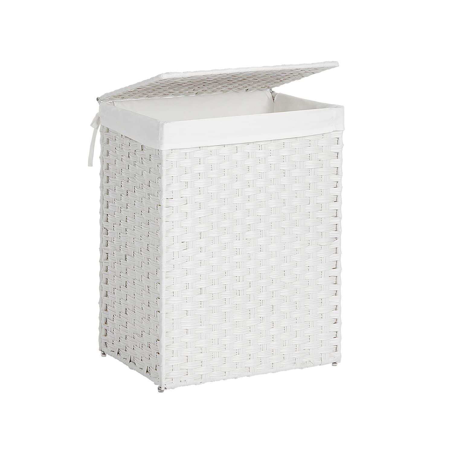 Wäschekorb aus Polyrattan Weiß von SONGMICS