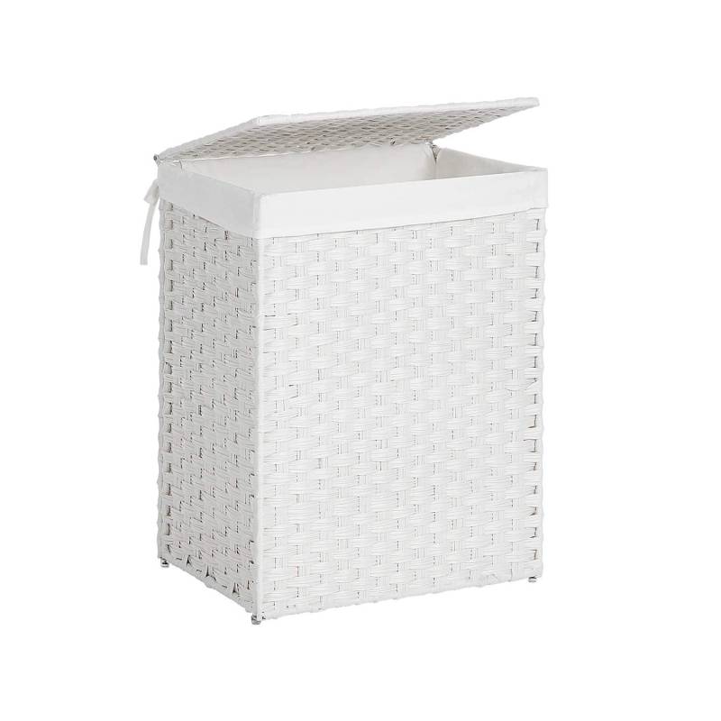 Wäschekorb aus Polyrattan Weiß von SONGMICS
