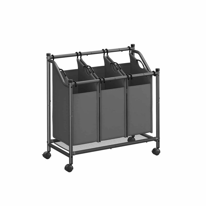 Wäschekorb mit Rollen 3 x 45 L schiefergrau von SONGMICS