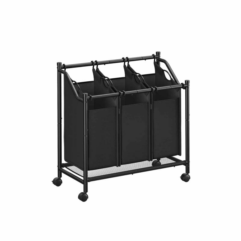Wäschekorb mit Rollen 3 x 45 L tintenschwarz von SONGMICS