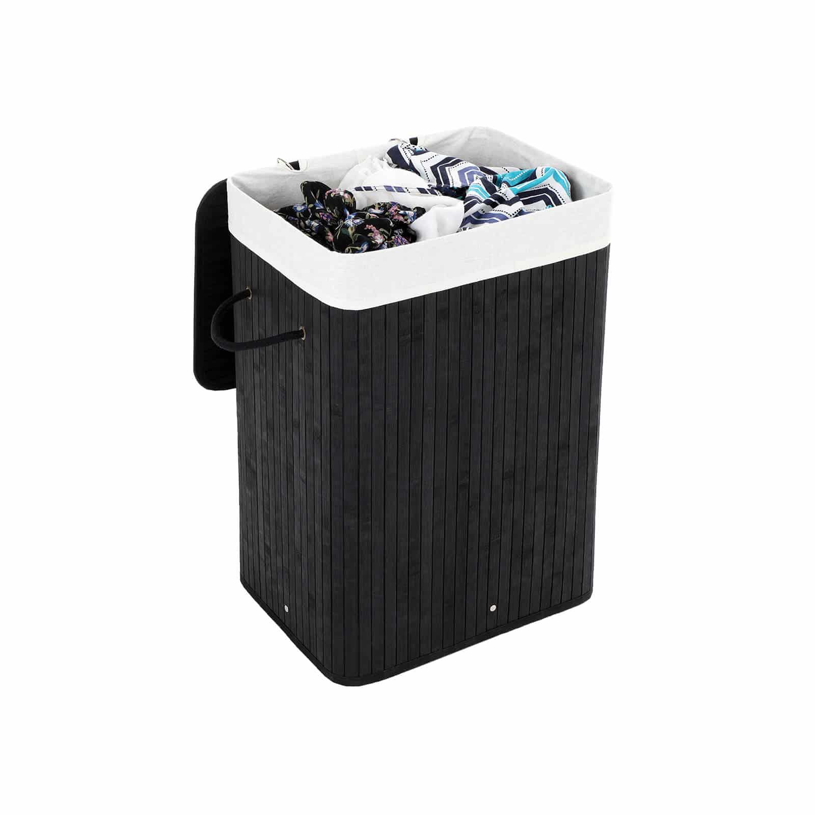 Wäschetonne Bambus 72 L Schwarz von SONGMICS