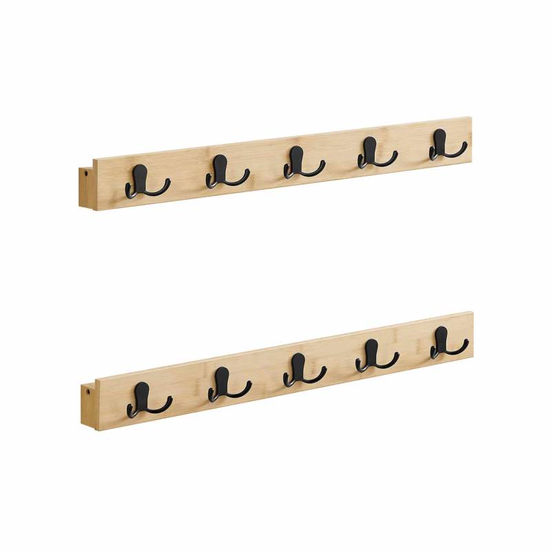 Wandgarderobe 2er Set mit Ablage naturbeige von SONGMICS