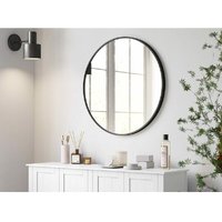 Wandspiegel, Spiegel rund, Badezimmerspiegel, 61 cm Durchmesser, Metallrahmen, für Wohnzimmer, Schlafzimmer, Bad, Flur, schwarz LWM102B01 - schwarz von SONGMICS