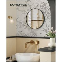 Wandspiegel, Spiegel rund, ø 40,7 cm Badezimmerspiegel, Metallrahmen - Schwarz - Songmics von SONGMICS