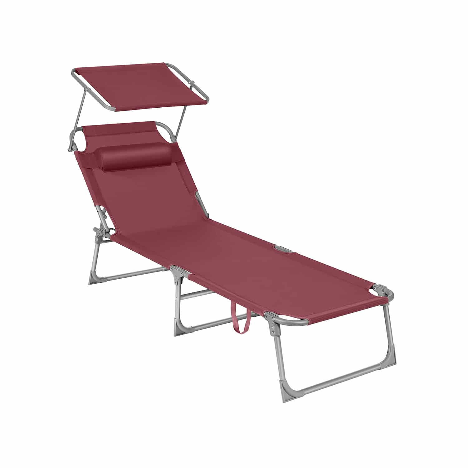 klappbarer Liegestuhl mit Sonnenschutz und Kopfstütze klappbarer Liegestuhl mit Sonnenschutz und Kopfstütze von SONGMICS
