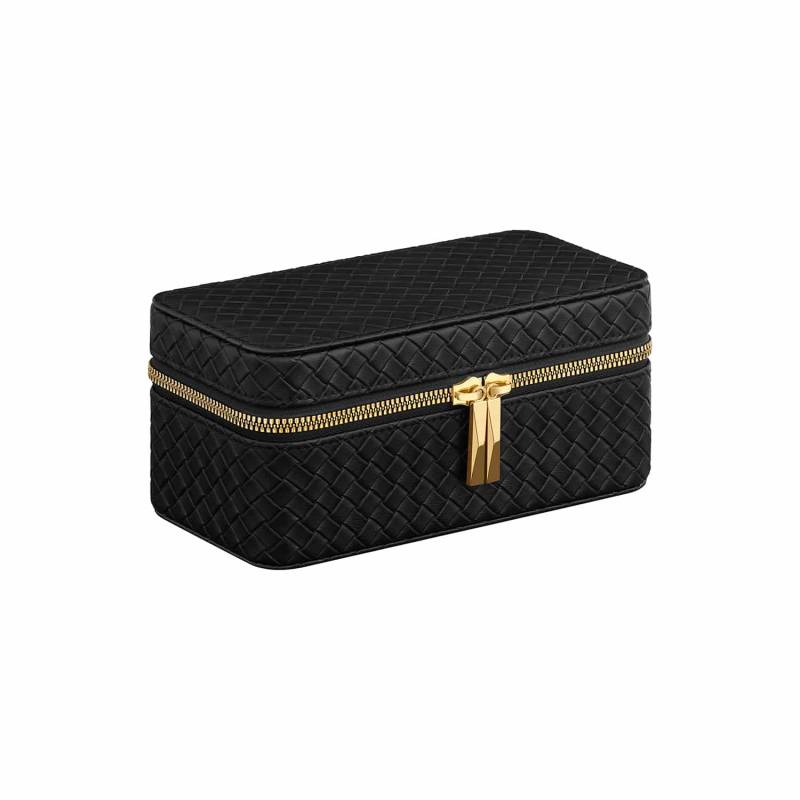 Uhrenbox Bezug in Tintenschwarz Innenfutter in Schiefergrau von SONGMICSHOME