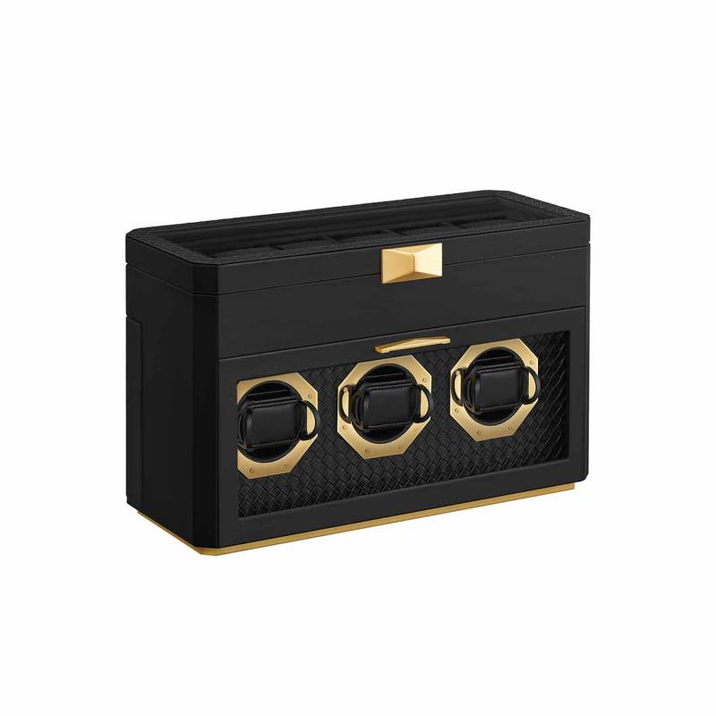 Uhrenbox für 9 Uhren mit Glasfenster tintenschwarz von SONGMICSHOME