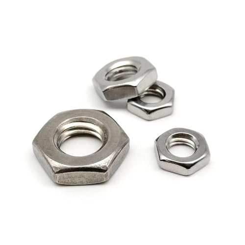 SONGMIky 5/10/50pcs M3 M4 M5 M6 M8 M10 M12 M16 DIN439 Metric Threaded 316 A4-70 Stainless Steel Hex Hexagon Jam Nut Wafer Thin Nut(50pcs M4) von SONGMIky
