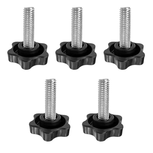 SONGMIky 5 Stück Sechskantgriffschraube M4 M5 M6 Schwarze Pflaumenblüten-Griffschraube Tragbarer Handknopf aus Kunststoff und Stahl for Anziehen der Industrieschraube(M4x10) von SONGMIky