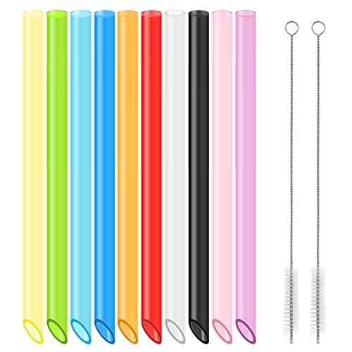 10 Stück Bubble Tea Strohhalme,Wiederverwendbare Plastik Strohhalme,spitzes Design,Farbige Dicke Strohhalme mit 2 Reinigungsbürsten für Smoothie Säfte 10 Stück Bubble Tea Strohhalme,Wiederverwendbare Plastik Strohhalme,spitzes Design,Farbige Dicke Strohhalme mit 2 Reinigungsbürsten für Smoothie Säfte von SONGNASS