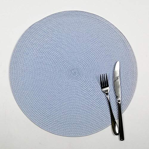Tischsets/Platzsets Tischset Rund 4-Teiliges Set Umweltfreundlicher, Runder, Gewebter Pp-Tischsets, Verdickt Mit Rutschfestem, Ölbeständigem, Waschbarem Wärmeisolationspad-Hellblau (4 Packungen)_38Cm von Huayuehong