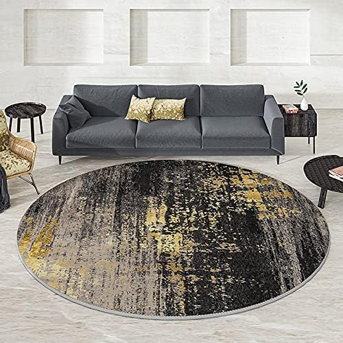 Wohnzimmer Schlafzimmer Nachttisch Teppiche Runde Teppiche Schwarz Und Gold Rund 80 cm 100 cm 120 cm 140 cm 160 cm 200 cm Teppich Für Couchtisch Matte Bodendekor Matte,Durchmesser 120 cm,Collector von SONGYHSJQ