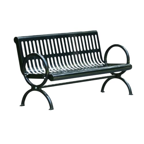 Gartenbank Schwarze Gartenbank for den Außenbereich, durchbrochene Sitzfläche aus Metalleisen, mit Stuhlbeinen aus Aluminiumguss, for die Freizeit auf dem Balkon, der Terrasse im Park Gartenmöbel(Klei von SONGYL-20249