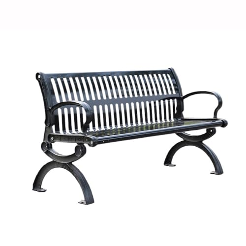 SONGYL-20249 Gartenbank Aluminium-Stuhlfüße, Stahlplatten-Stuhloberfläche, Freizeit-Rückenlehne, Außenbank, Parkbank, 1,5/1,8 Meter Outdoor Bank(Mittel) von SONGYL-20249