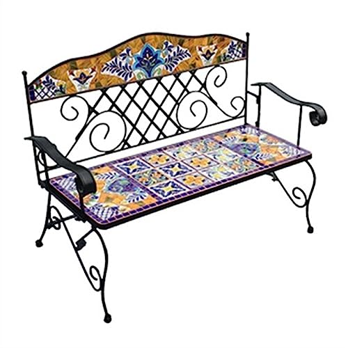 SONGYL-20249 Gartenbank Gartenbank, 41,3-Zoll-Doppel-Freizeitbank for den Garten, Metallrahmen und handbemalte Keramiksitze Outdoor Bank SONGYL-20249 Gartenbank Gartenbank, 41,3-Zoll-Doppel-Freizeitbank for den Garten, Metallrahmen und handbemalte Keramiksitze Outdoor Bank von SONGYL-20249
