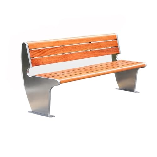 SONGYL-20249 Gartenbank Parkbank im Freien, aus Holz, doppelte Rückenlehne, Edelstahl, for den Außenbereich, Terrasse, Freizeit Outdoor Bank(Mittel) von SONGYL-20249