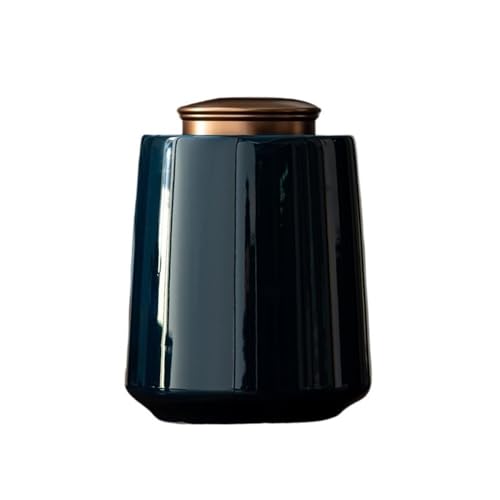 SONGYL-20249 Teebehälter Keramik-Vorratsdose for losen Tee mit doppeltem, versiegeltem Deckel aus Legierung, Haushalts-Kaffee-Tee-Dosen Keramik Teedose(Dark Blue) von SONGYL-20249