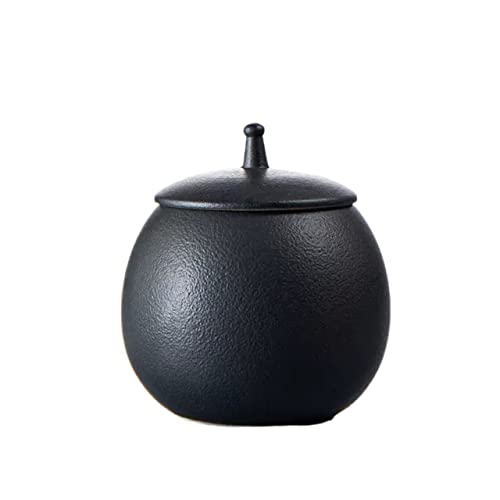 SONGYL-20249 Teebehälter Tragbarer Mini-Teebehälter aus Porzellan for losen Tee, Matte Keramik-Teedose mit versiegeltem Deckel, 210 ml Keramik Teedose(Schwarz) von SONGYL-20249