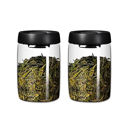Teebehälter Klare Tee-Aufbewahrungsbehälter aus Glas, Kaffeebehälter mit vakuumversiegeltem Deckel, Küchenglasbehälter for Servieren von Lebensmitteln, Behälter for Teeblätter, Pulver, Gewürze, 2-teil von SONGYL-20249