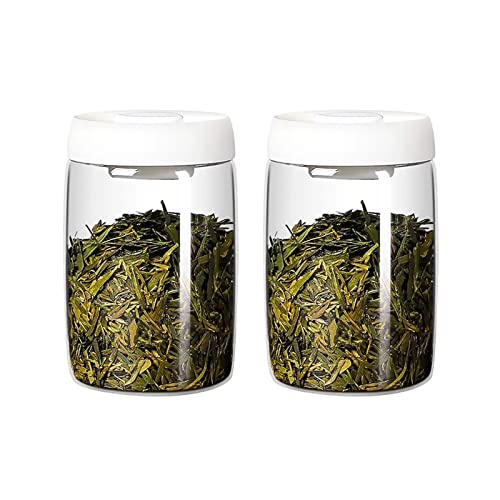 Teebehälter Klare Tee-Aufbewahrungsbehälter aus Glas, Kaffeebehälter mit vakuumversiegeltem Deckel, Küchenglasbehälter for Servieren von Lebensmitteln, Behälter for Teeblätter, Pulver, Gewürze, 2-teil von SONGYL-20249