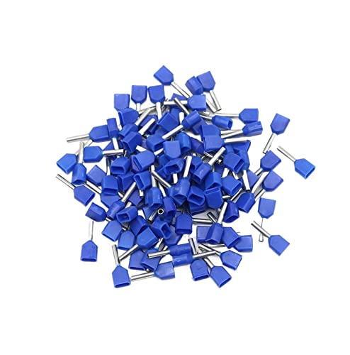 100 STÜCKE TE2508 TE2510 TE2512 Doppelrohr 2,5 Quadratisches kaltgepresstes Ende Doppelleitungsrohrförmiger isolierter Rohranschluss (Color : Blue, Size : TE2508) von SONLED