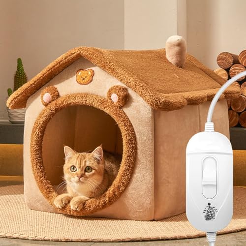 Beheiztes Katzenbett, selbstheizendes Hunde-/Katzenbett-Höhlenpolster mit kausicherer Kordel, waschbare elektrische Haustierhäuser für Katzen im Innen- und Außenbereich, beheizte Katzenhäuser für L Beheiztes Katzenbett, selbstheizendes Hunde-/Katzenbett-Höhlenpolster mit kausicherer Kordel, waschbare elektrische Haustierhäuser für Katzen im Innen- und Außenbereich, beheizte Katzenhäuser für L von SONLED