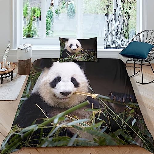 Panda 3D-Bedruckt Bettwäsche Set Microfaser 2 Teilig Atmungsaktive Bettbezug Set Mit Reißverschluss National Treasure of China Bettwäsche Mit Kissenbezug Für Mädchen Jungen KinderSingle（135x200cm） von SONLED