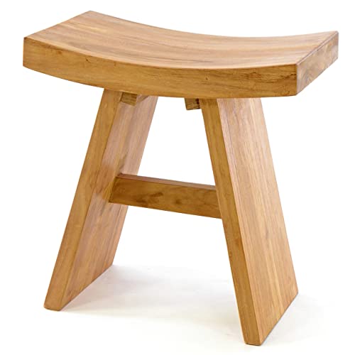 SONLEX Hocker aus Teak-Holz behandelt Sitzhocker Holzhocker Badhocker Duschhocker Schemel –massiv Reine Handarbeit eckig von SONLEX