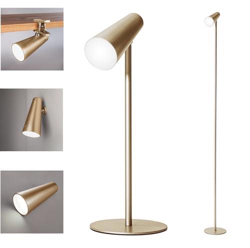 SONNENKERZE 5 IN 1 LED AKKU-MULTIFUNKTIONSLAMPE DIMMBAR TISCHLEUCHTE STANDLEUCHTE TASCHENLAMPE CLIPLEUCHTE KLEMMLEUCHTE TAGESLICHTLEUCHTE (gold) von SONNENKERZE