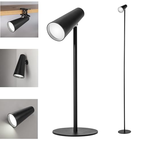 SONNENKERZE 5 IN 1 LED AKKU-MULTIFUNKTIONSLAMPE DIMMBAR TISCHLEUCHTE STANDLEUCHTE TASCHENLAMPE CLIPLEUCHTE KLEMMLEUCHTE TAGESLICHTLEUCHTE (schwarz) von SONNENKERZE