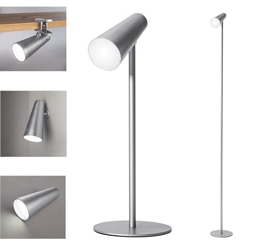 SONNENKERZE 5 IN 1 LED AKKU-MULTIFUNKTIONSLAMPE DIMMBAR TISCHLEUCHTE STANDLEUCHTE TASCHENLAMPE CLIPLEUCHTE KLEMMLEUCHTE TAGESLICHTLEUCHTE (silber) von SONNENKERZE