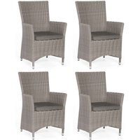 4x Garten-Sessel Ikarus Aluminium/Polyrattan stone-grey Gartenstuhl - Sonnenpartner von SONNENPARTNER