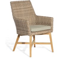 Garten-Sessel Helios Aluminium/Teakholz mit Polyrattan rustic-stream Gartenstuhl - Sonnenpartner von SONNENPARTNER