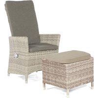Garten-Sessel Solares mit Fußhocker Aluminium mit Polyrattan white-coral Gartenstuhl h - Sonnenpartner von SONNENPARTNER