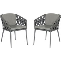 Sonnenpartner - 2er-Set Gartensessel Fairmont Aluminium mit Polyrope schwarzgrau Gartenstuhl Sessel von SONNENPARTNER
