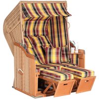 Sonnenpartner - SunnySmart Garten-Strandkorb Rustikal 250 plus 2-Sitzer beige/grau/gelb mit Kissen von SONNENPARTNER