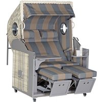 Strandkorb Classic 2-Sitzer Liegemodell antik-weiß/taupe mit Bullaugen - Sonnenpartner von SONNENPARTNER