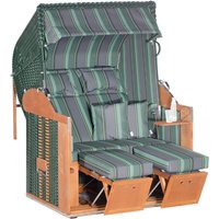 Strandkorb Classic 2-Sitzer Liegemodell grau/grün mit Kissen - Sonnenpartner Strandkorb Classic 2-Sitzer Liegemodell grau/grün mit Kissen - Sonnenpartner von SONNENPARTNER