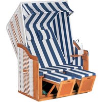 SunnySmart Garten-Strandkorb Rustikal 50 plus 2-Sitzer weiß/blau mit Kissen von SONNENPARTNER