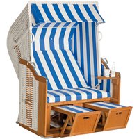 SunnySmart Garten-Strandkorb Rustikal 250 BASIC 2-Sitzer weiß/blau PVC-Stoff von SONNENPARTNER