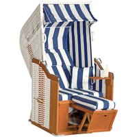 Sonnenpartner - SunnySmart Garten-Strandkorb Rustikal 250 plus 1-Sitzer weiß/blau mit Kissen von SONNENPARTNER