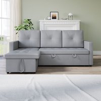 3-Sitzer Ecksofas 3-in-1 mit Ausziehbett und Verstecktem Stauraum, Funktional und Platzsparend, Hellgrau - Sonni 3-Sitzer Ecksofas 3-in-1 mit Ausziehbett und Verstecktem Stauraum, Funktional und Platzsparend, Hellgrau - Sonni von SONNI