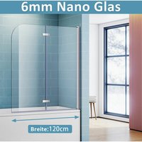 Badewannenaufsatz Sonni mit 6mm nano esg Glas Badewannenfaltwand Duschwand H140xB120cm von SONNI