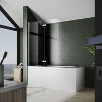 Badewannenaufsatz faltbar Badewannenfaltwand Duschwand Glas Duschabtrennung 2-teilig mit 6mm nano glas 140x120(HxB) Tür 180°schwenkbar esg von SONNI