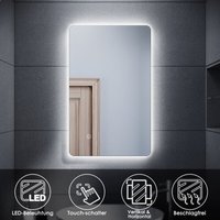 Badspiegel Badezimmerspiegel led Beleuchtung Wandspiegel 80x50cm kaltweiß licht Touch Energiesparender,IP44 - Sonni von SONNI