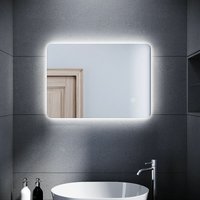 Badspiegel Led Touch Badezimmerspiegel mit beleuchtung Wandspiegel 50x70cm, Touch-Schalter, Kaltweiß, Vertikal/Horizontal, Schutzklasse IP44 - Sonni von SONNI
