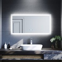 Sonni - Badspiegel led Touch Beleuchtung 120x60cm Uhr Beschlagfrei Badezimmerspiegel mit led 120 Wandspiegel von SONNI