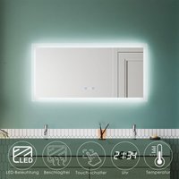 Badspiegel led Touch Beleuchtung Uhr Beschlagfrei Badezimmerspiegel mit led 120 Wandspiegel mit automatischem Anti-Beschlag 120x60cm Energiesparender von SONNI